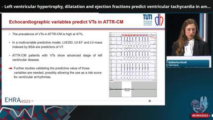 Left ventricular hypertrophy, dilatation and ejection fractions predict ventricular tachycardia in amyloid transthyretin cardiomyopathy