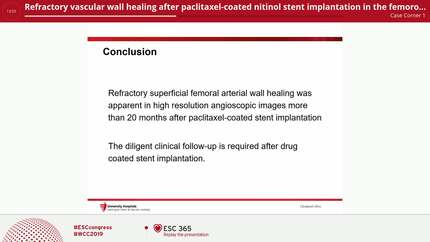 Refractory vascular wall healing after paclitaxel-coated nitinol stent implantation in the femoropopliteal artery: a high resolution angioscopic assessment.