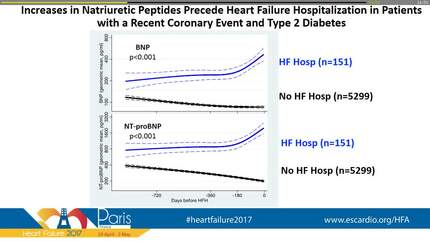 Increases in natriuretic peptides precede heart failure hospitalization in patients with a recent coronary event and type 2 diabetes