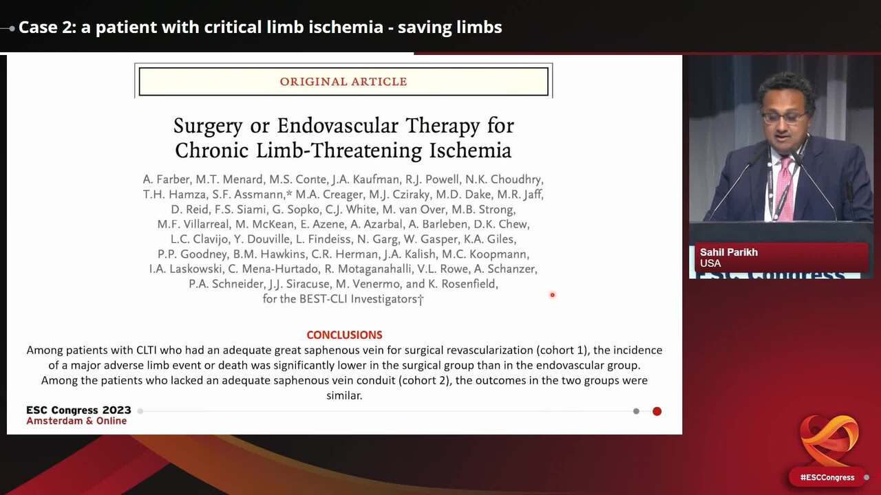 Case 2: a patient with critical limb ischemia - saving limbs