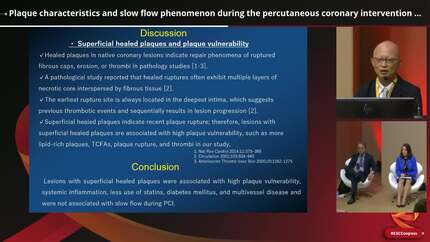Plaque characteristics and slow flow phenomenon during the percutaneous coronary intervention of superficial healed plaques on Optical Coherence Tomography