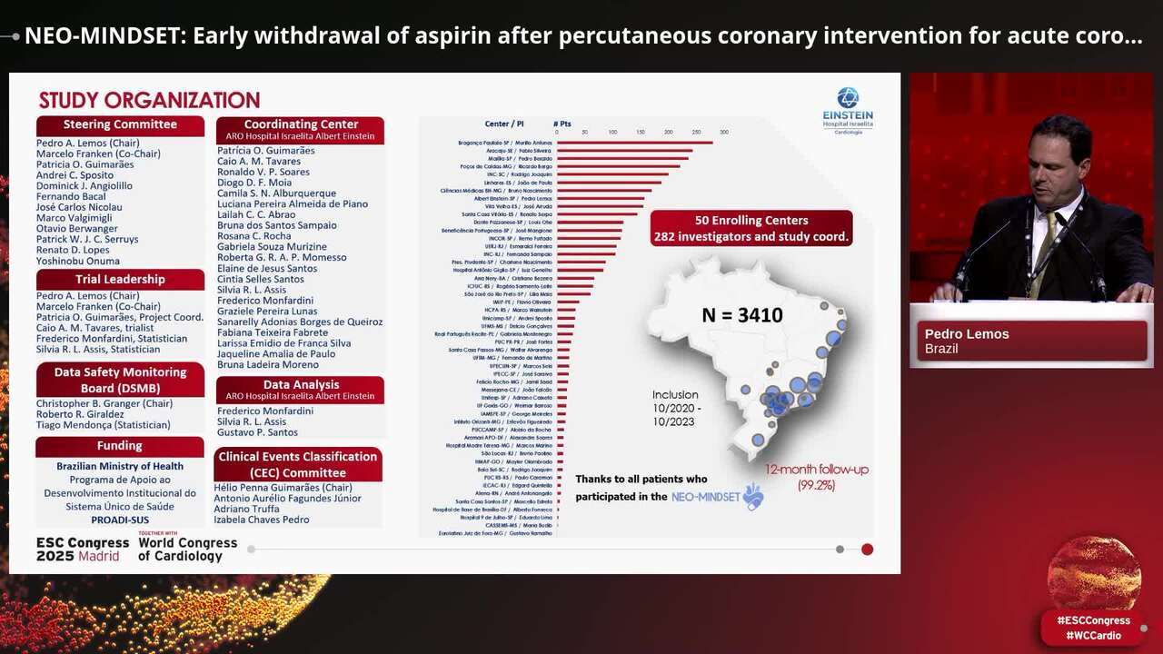 NEO-MINDSET: Early withdrawal of aspirin after percutaneous coronary intervention for acute coronary syndrome
