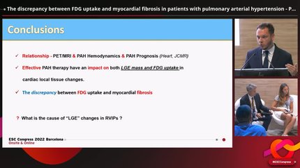 The discrepancy between FDG uptake and myocardial fibrosis in patients with pulmonary arterial hypertension - PET/MRI study.