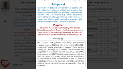 Differences in the optimization of pharmacological treatment in patients with heart failure and reduced ejection fraction and advanced chronic kidney disease.