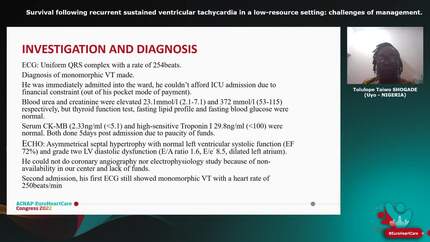 Survival following recurrent sustained ventricular tachycardia in a low-resource setting: challenges of management.