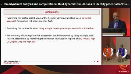 Hemodynamics analysis and computational fluid dynamics simulations to identify potential location of rupture in abdominal aortic aneurysm
