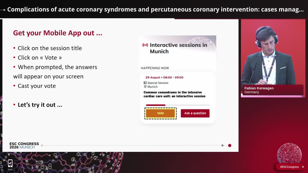 Complications of acute coronary syndromes and percutaneous coronary intervention: cases managed according to the guidelines - get ready for the session