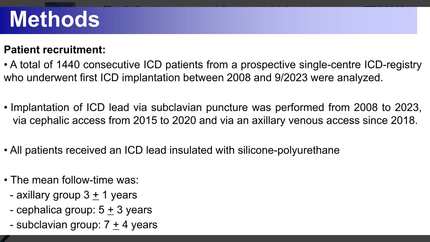 Effect of axillary vein access versus cephalic access and subclavian puncture on ICD lead performance during long-term follow-up 