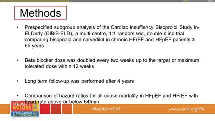 Survival in HFpEF vs HFrEF patients after beta-blocker titration: New insights from the CIBIS-ELD trial