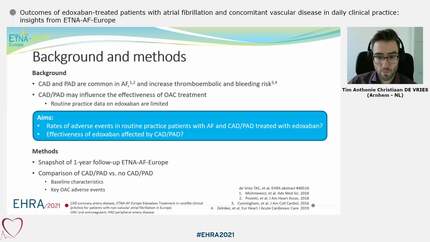 Outcomes of edoxaban-treated patients with atrial fibrillation and concomitant vascular disease in daily clinical practice: insights from ETNA-AF-Europe
