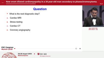 New onset dilated cardiomyopathy in a 34 year-old man secondary to phaeochromocytoma.