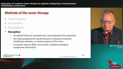 Application of receptive music therapy for patients undergoing a cardiovascular rehabilitation programme.