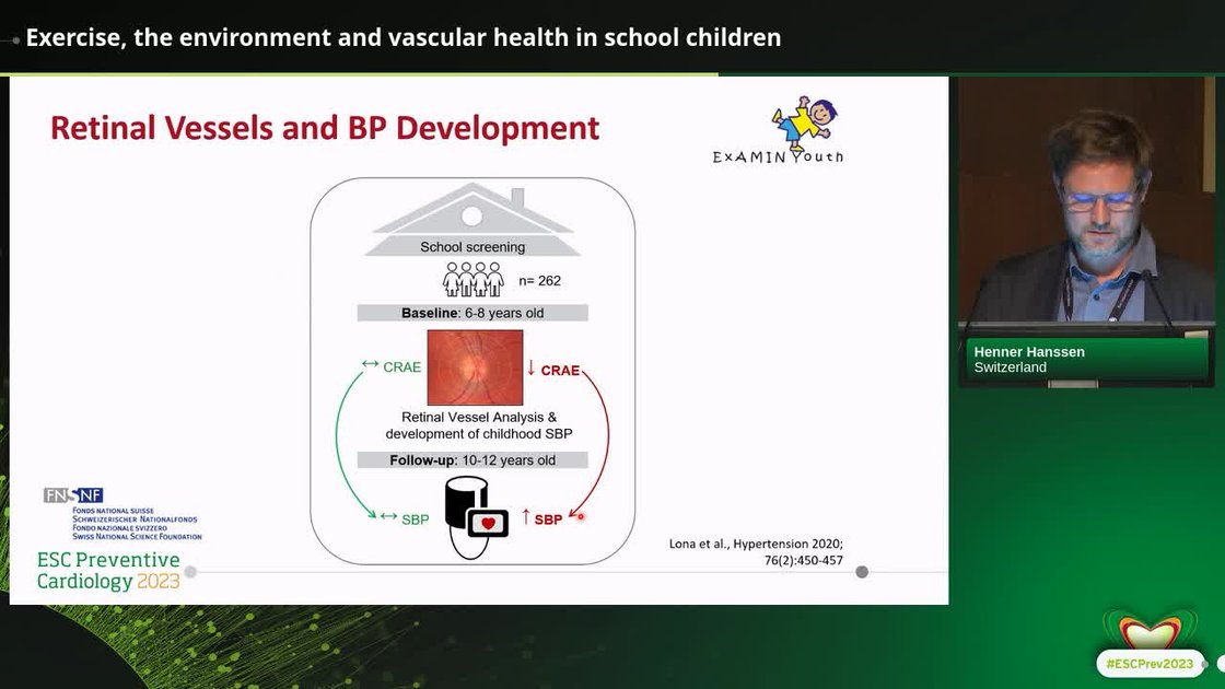 ESC 365 - Exercise, the environment and vascular health in school children