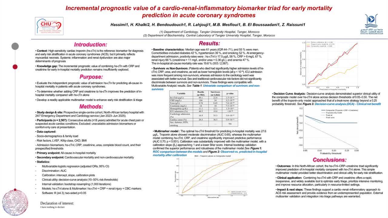 Incremental prognostic value of a cardio-renal-inflammatory biomarker triad for early mortality prediction in acute coronary syndromes
