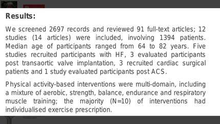 Systematic review and meta-analysis on the effects of physical activity-based interventions on frailty status and clinical outcomes in adults with long-term cardiac conditions.
