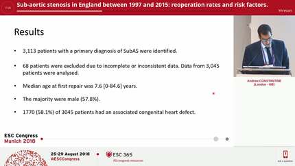 Sub-aortic stenosis in England between 1997 and 2015: reoperation rates and risk factors.