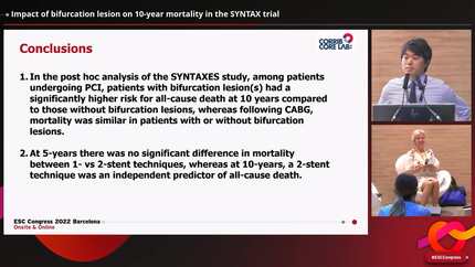 Impact of bifurcation lesion on 10-year mortality in the SYNTAX trial