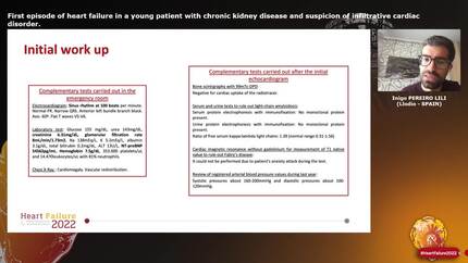 First episode of heart failure in a young patient with chronic kidney disease and suspicion of infiltrative cardiac disorder.