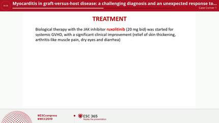 Myocarditis in graft-versus-host disease: a challenging diagnosis and an unexpected response to targeted therapy.