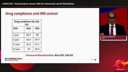 INVICTUS - Rivaroxaban versus VKA for rheumatic atrial fibrillation.