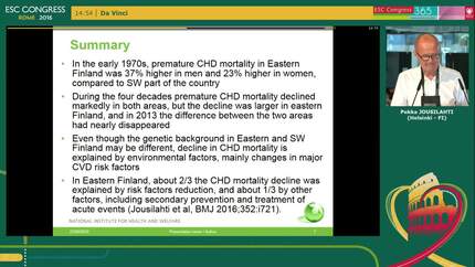 Forty year trends in premature CHD mortality among men and women in Eastern and Southwestern Finland