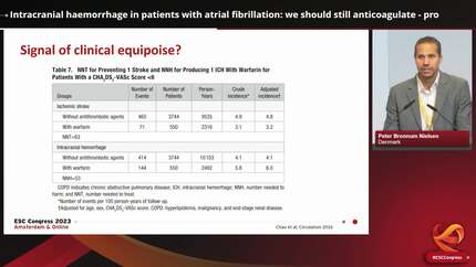 Intracranial haemorrhage in patients with atrial fibrillation: we should still anticoagulate - pro
