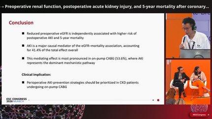 Preoperative renal function, postoperative acute kidney injury, and 5-year mortality after coronary artery bypass grafting: a causal mediation analysis