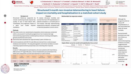 Structured 3-month non-invasive telemonitoring in heart failure: impact on mortality and hospitalisation in a matched cohort study