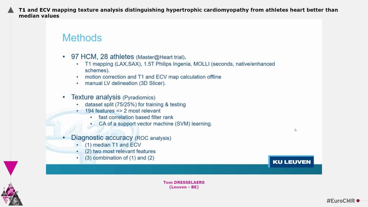 T1 and ECV mapping texture analysis distinguishing hypertrophic cardiomyopathy from athletes heart better than median values