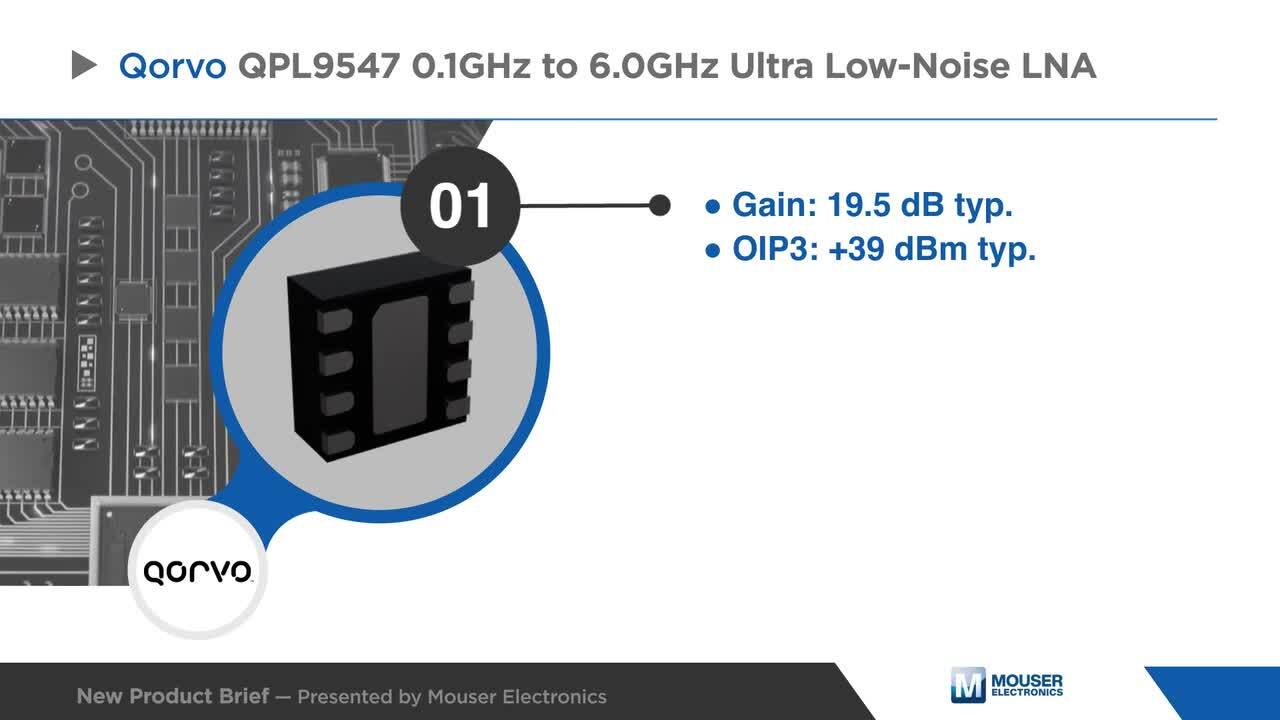 QPL9547 0.1GHz to 6.0GHz Ultra Low-Noise LNA - Qorvo | Mouser