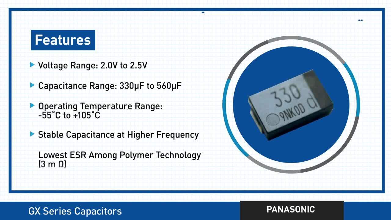 EEF-GX 및 EEF-LX 특수 폴리머 커패시터 - Panasonic Electronic Components | Mouser