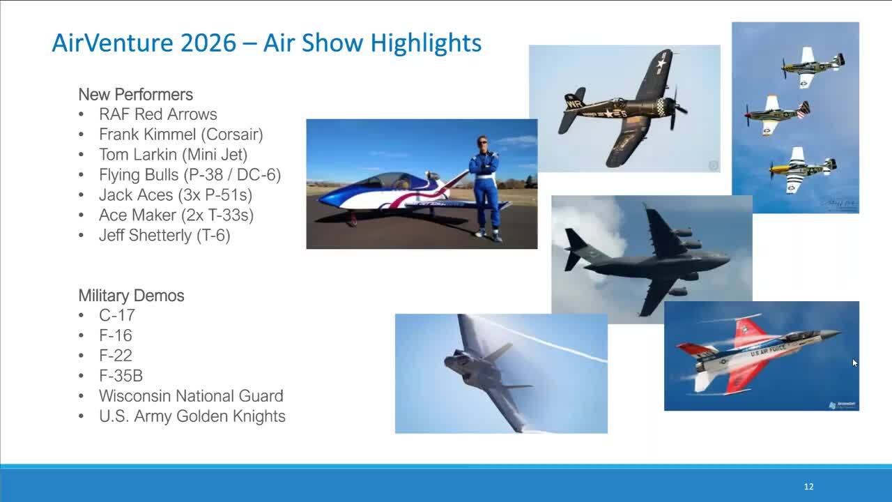 Webinar- EAA AirVenture 2026 Features and Attractions