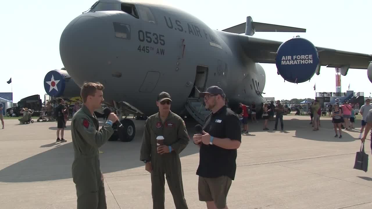 EAA AirVenture Plane Talk:   C-17 with Lt Col Dustin Johnson & Sr Airmen August Russ