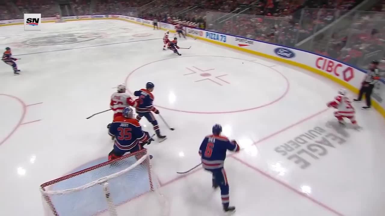 a Spectacular Goalie Save from Edmonton Oilers vs. Detroit Red Wings
