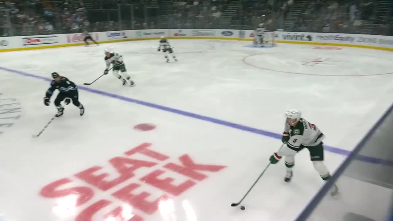 Karel Vejmelka with a Goalie Save vs. Minnesota Wild