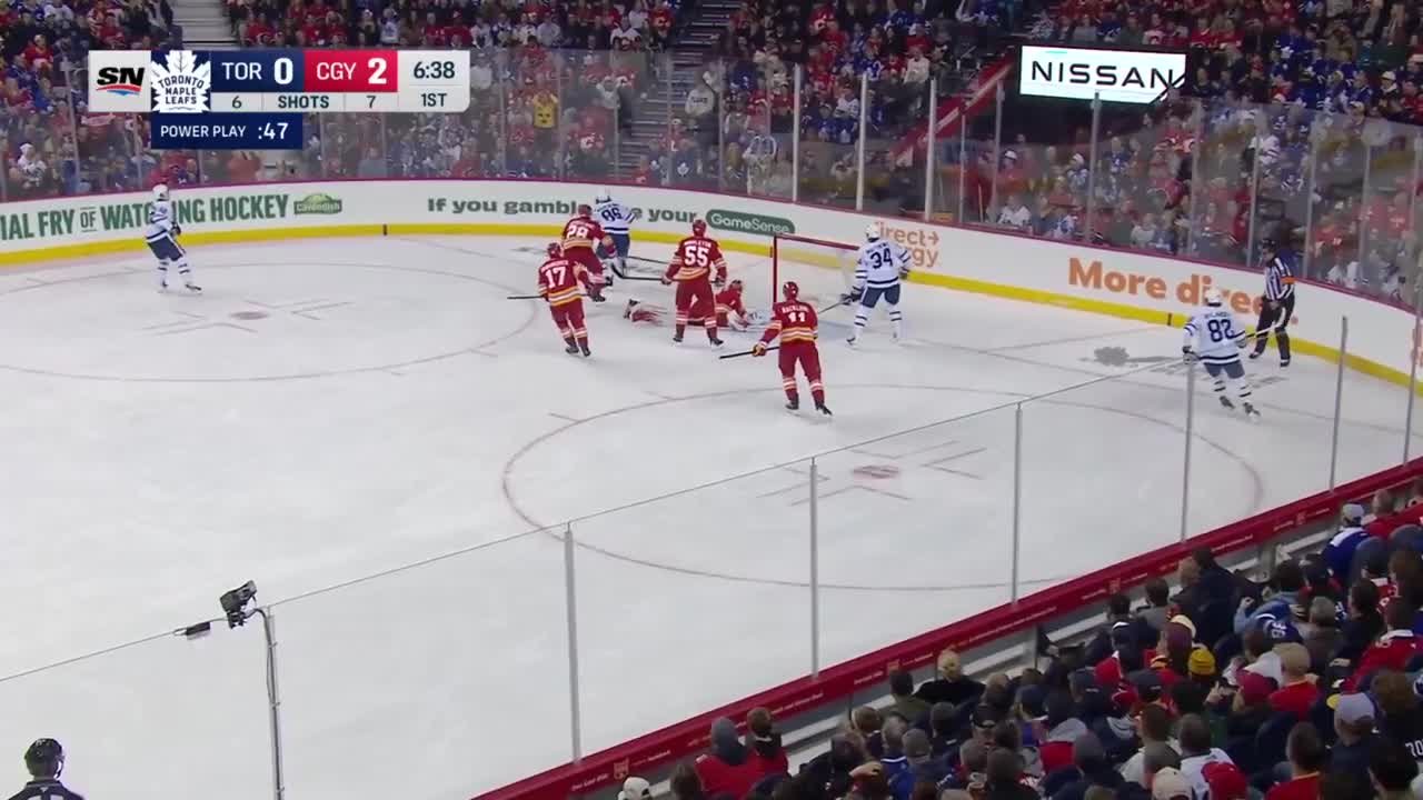 a Spectacular Goalie Save from Calgary Flames vs. Toronto Maple Leafs