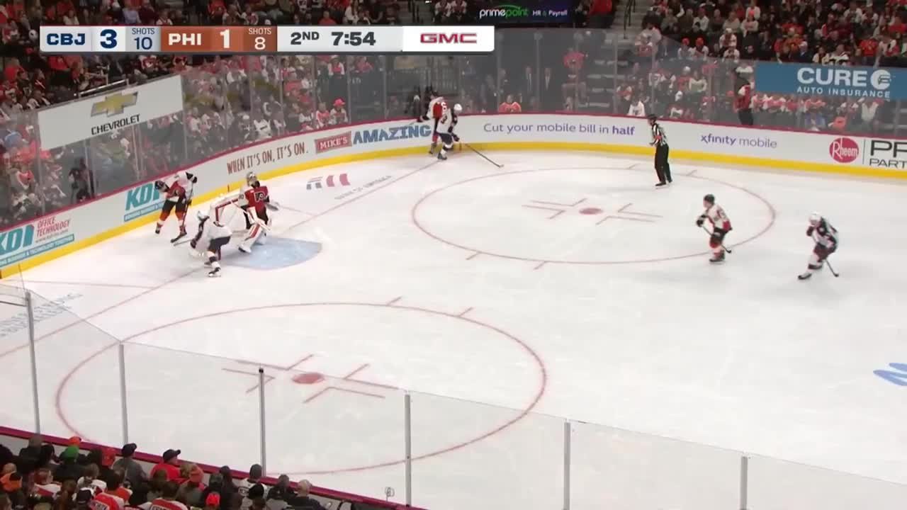 a Spectacular Goalie Save from Philadelphia Flyers vs. Columbus Blue Jackets