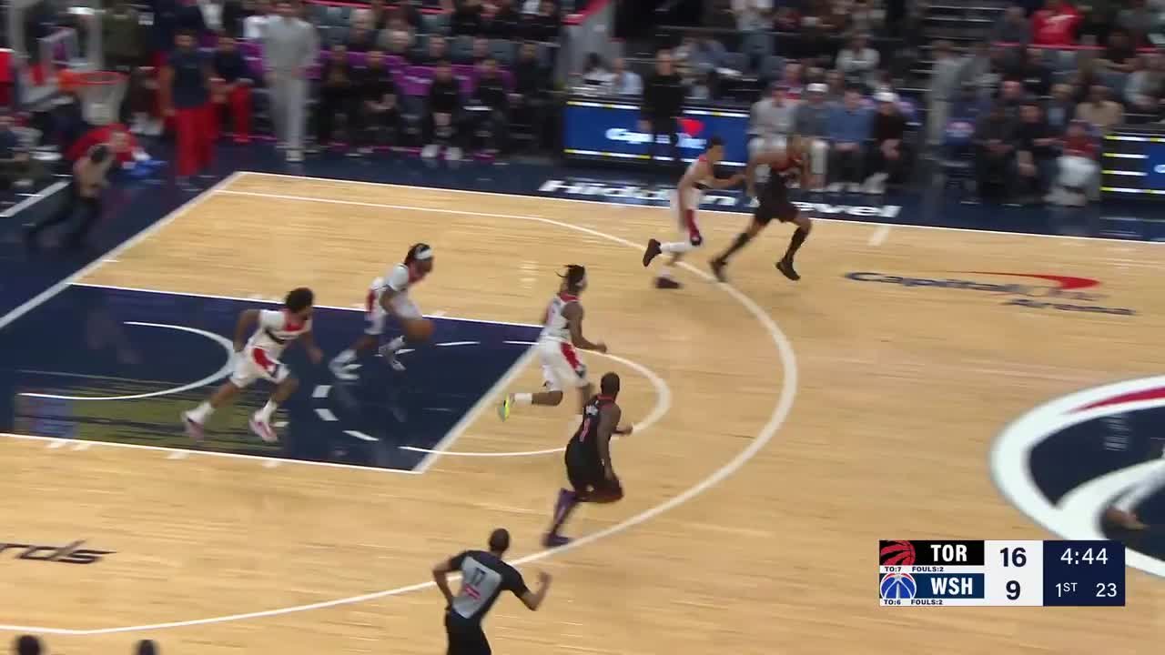 Justin Champagnie rises to block the shot