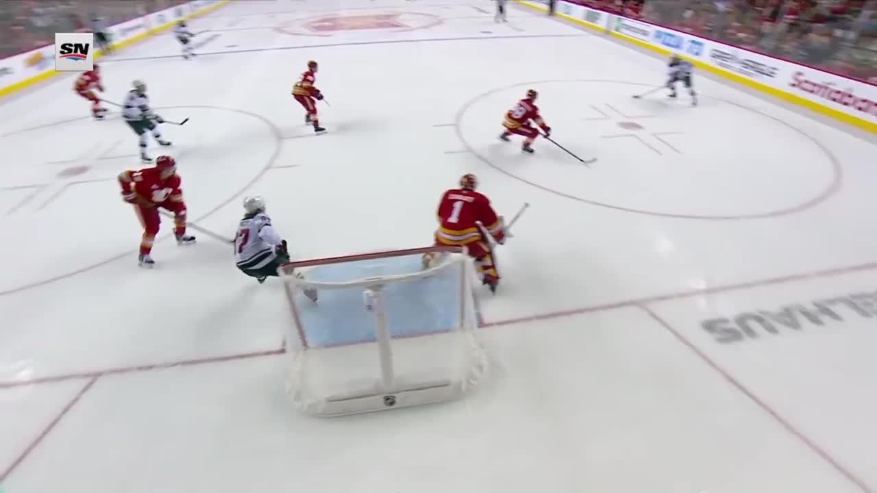 a Spectacular Goalie Save from Calgary Flames vs. Minnesota Wild