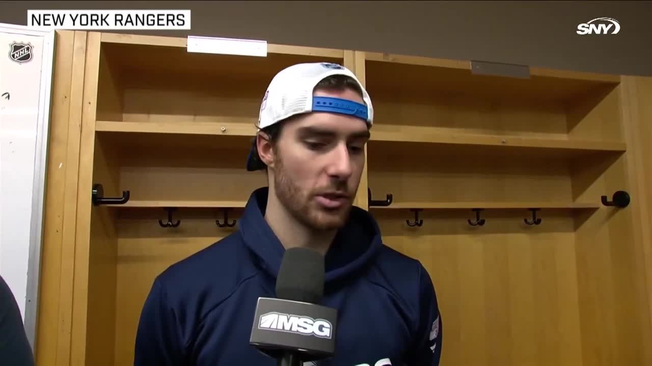 J.T. Miller, Sean Durzi and Dylan Garand and Mike Sullivan react to the Rangers OT loss in Columbus