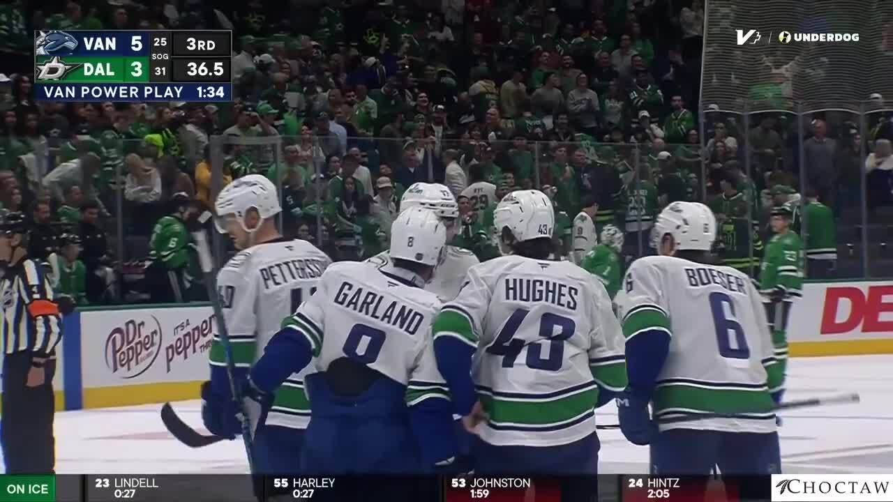 Quinn Hughes with a Goal vs. Dallas Stars
