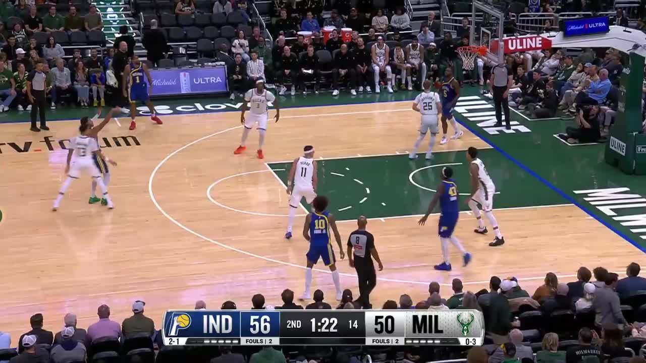 Tyrese Haliburton hits from way downtown