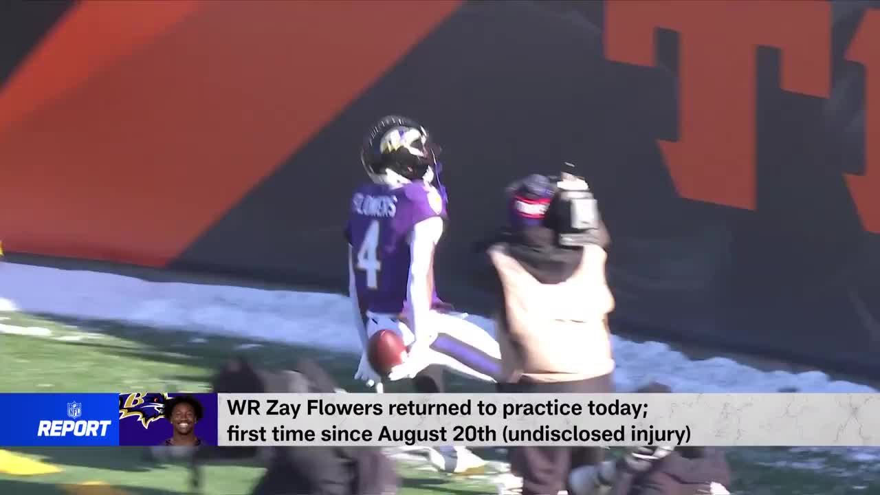 Ravens' WR Flowers returned to practice today after battling a quad injury 'The NFL Report'