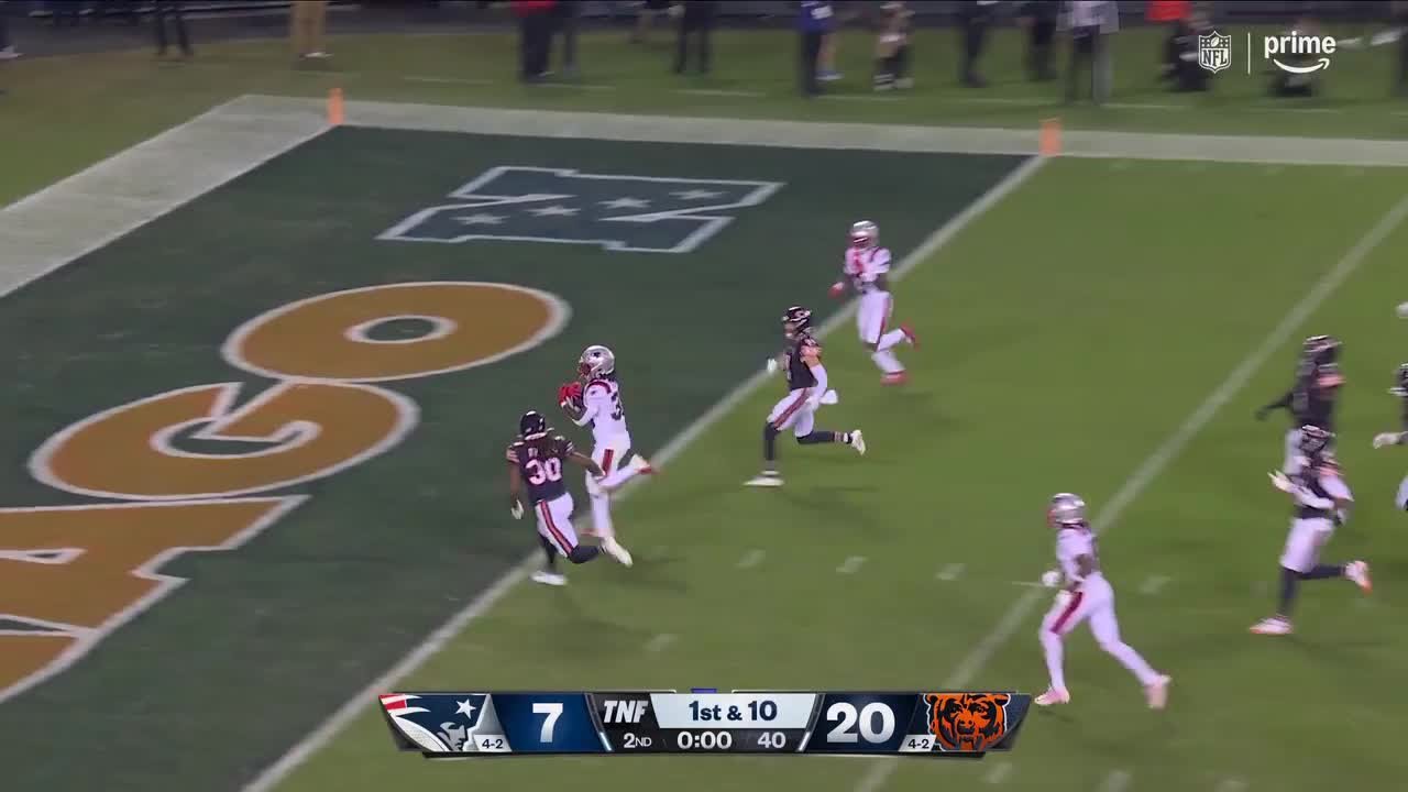 Can't-Miss Play: TD on last play of the half! Stevenson burns Bears for 48-yard score as 'TNF' enters halftime
