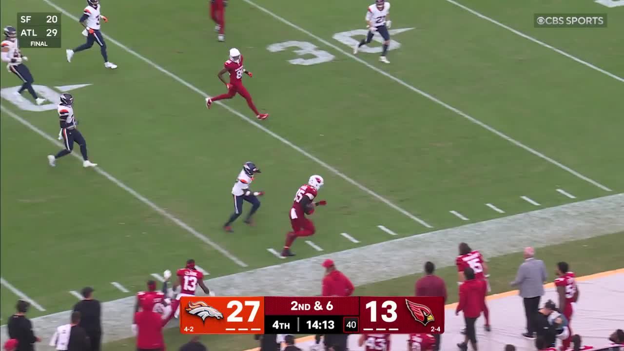 Can't-Miss Play: Hurdle alert! Trey McBride leapfrogs a Bronco on 27-yard catch and run