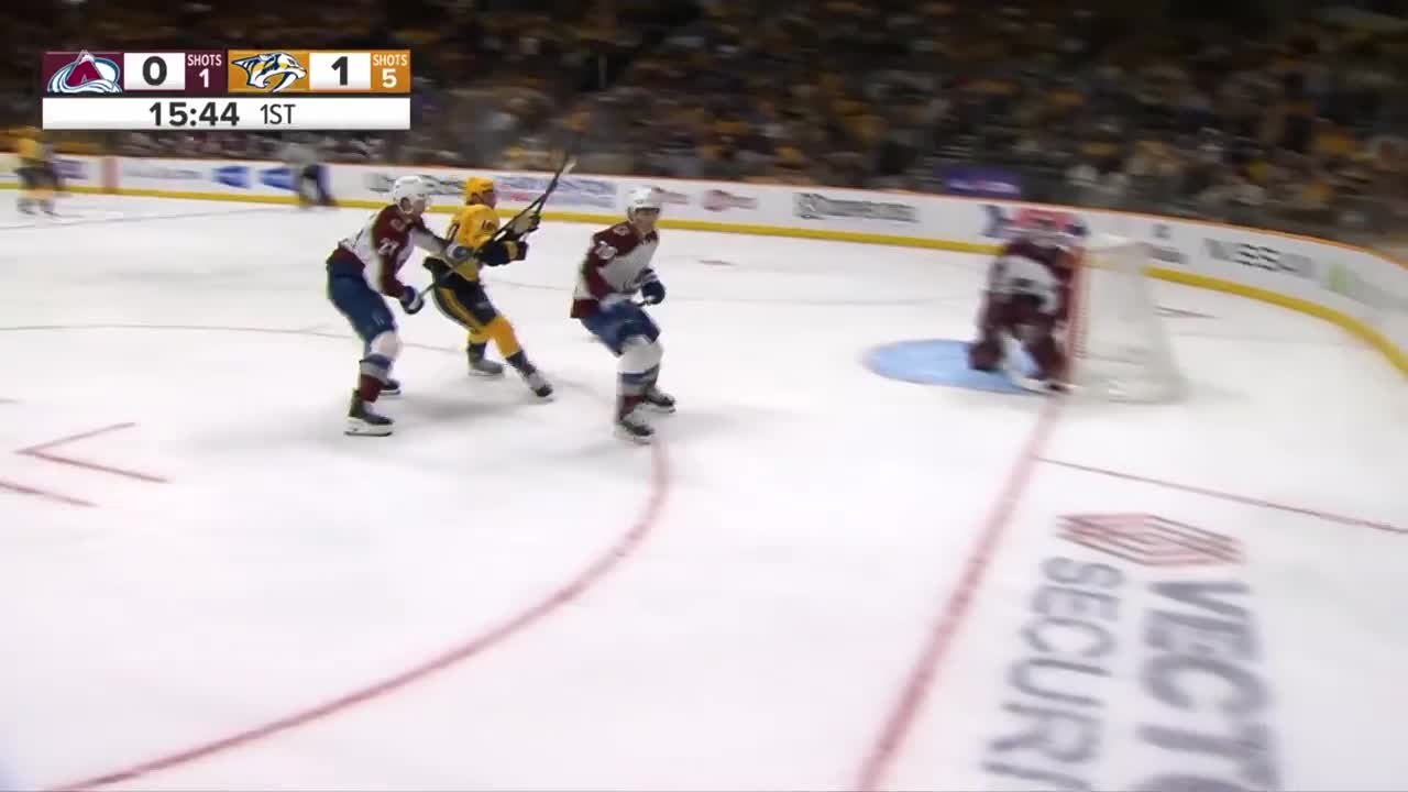 Adam Edstrom with a Hit vs. Colorado Avalanche