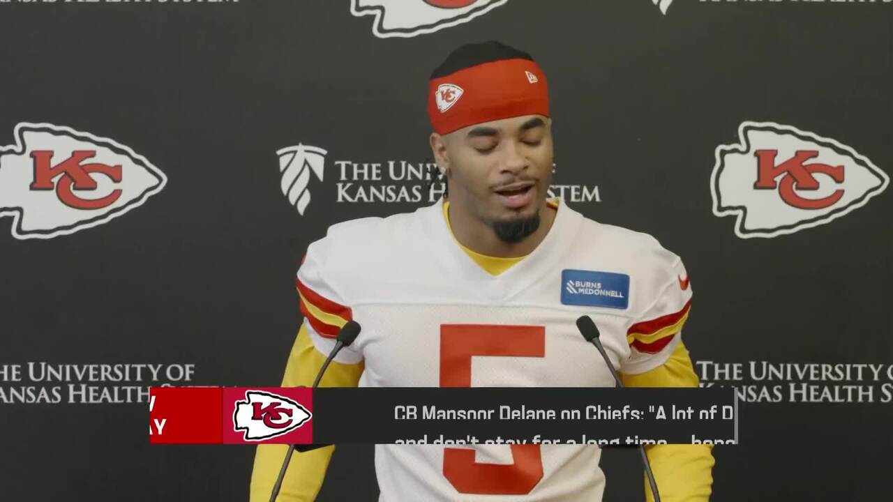 Mansoor Delane, Garrett Nussmeier address media at Chiefs' rookie minicamp