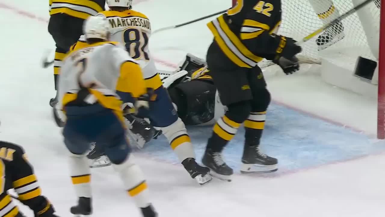 a Spectacular Goalie Save from Boston Bruins vs. Nashville Predators