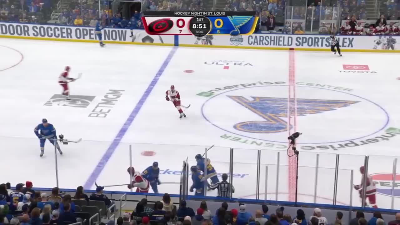 Sebastian Aho with a Hit vs. St. Louis Blues