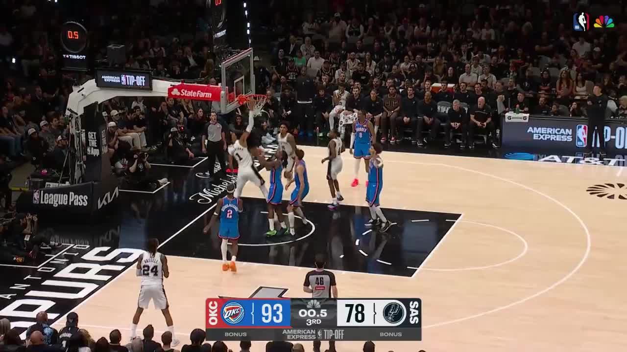 Victor Wembanyama flies in for the alley-oop slam